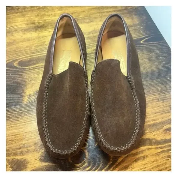 Salvatore Ferragamo Brown Suede Oxfords